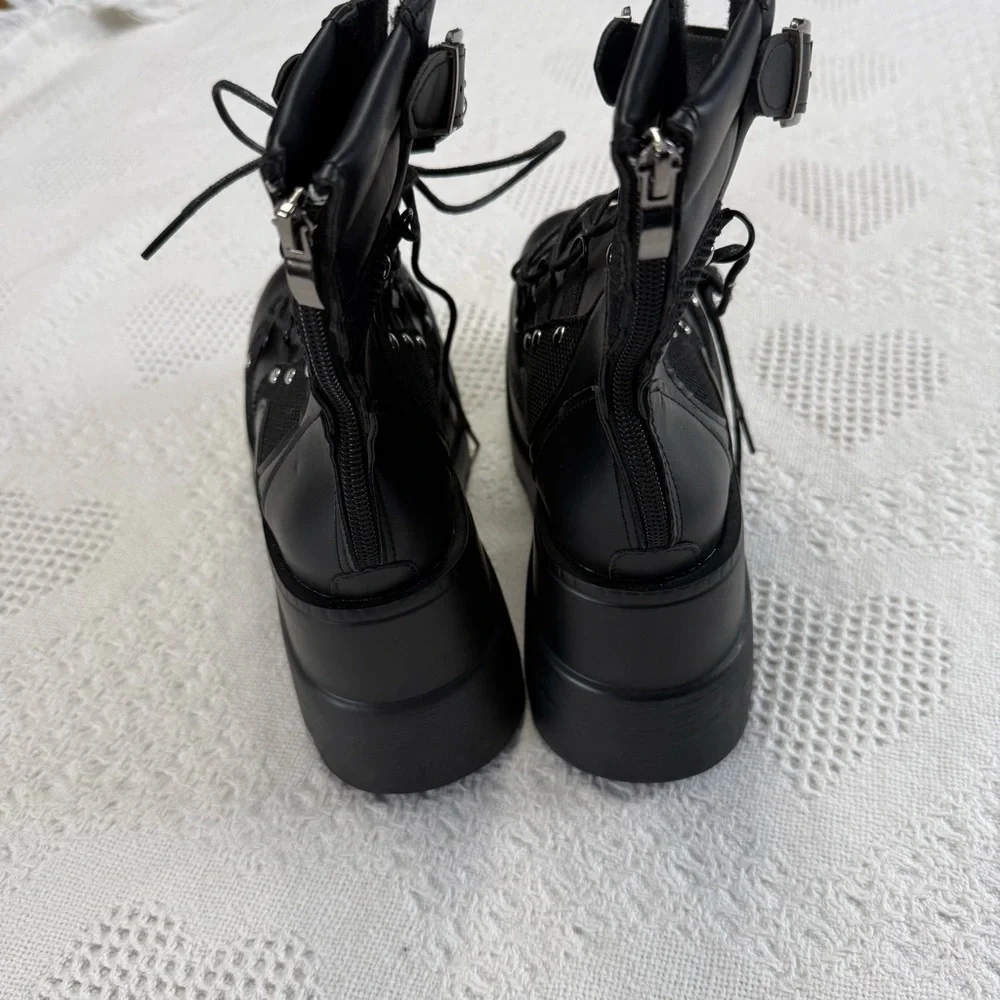 SHEIN Black Chunky Platform Boots (8)